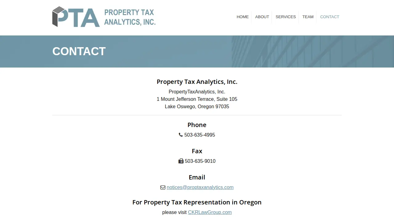 Property Tax Analytics Inc page