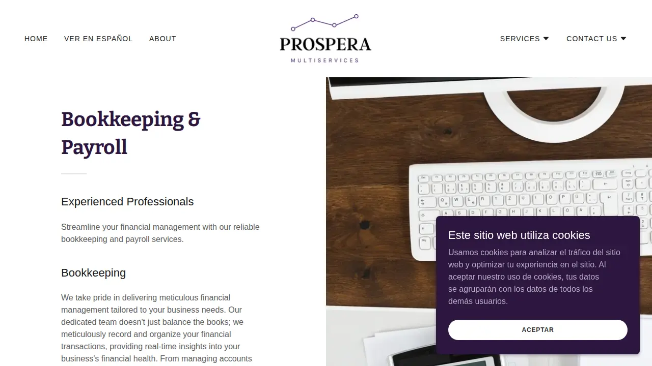 Prospera Multiservices page