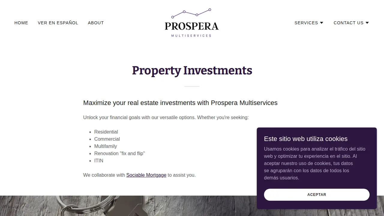 Prospera Multiservices page