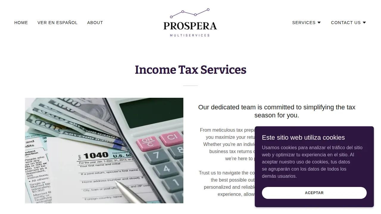 Prospera Multiservices page