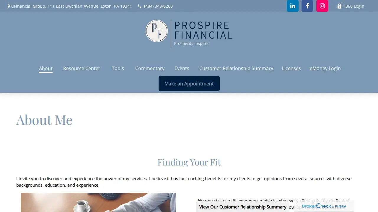 Prospire Financial, Dominic Marinucci, RICP , WMCP , Financial Advisor page
