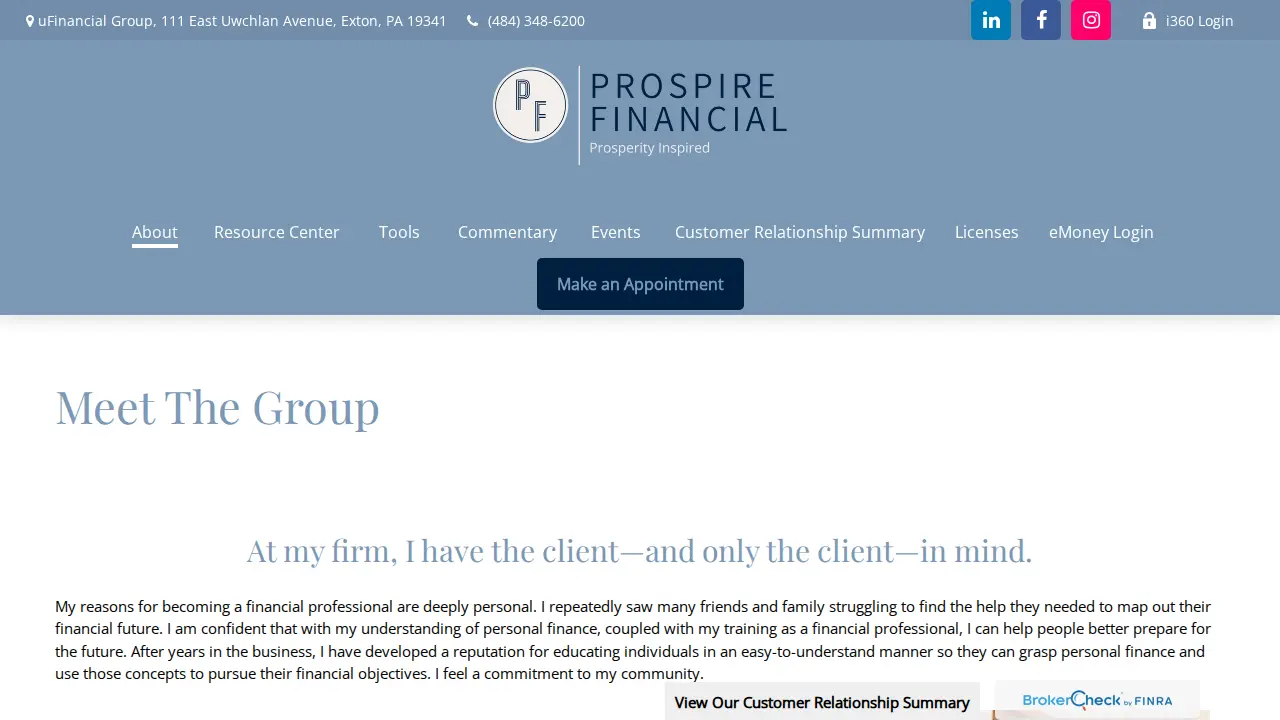 Prospire Financial, Dominic Marinucci, RICP , WMCP , Financial Advisor page