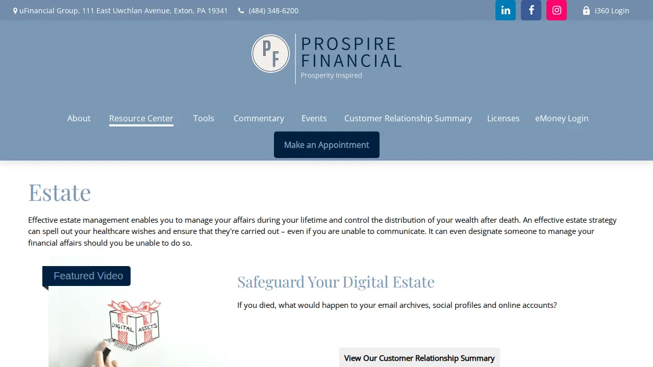Prospire Financial, Dominic Marinucci, RICP , WMCP , Financial Advisor page