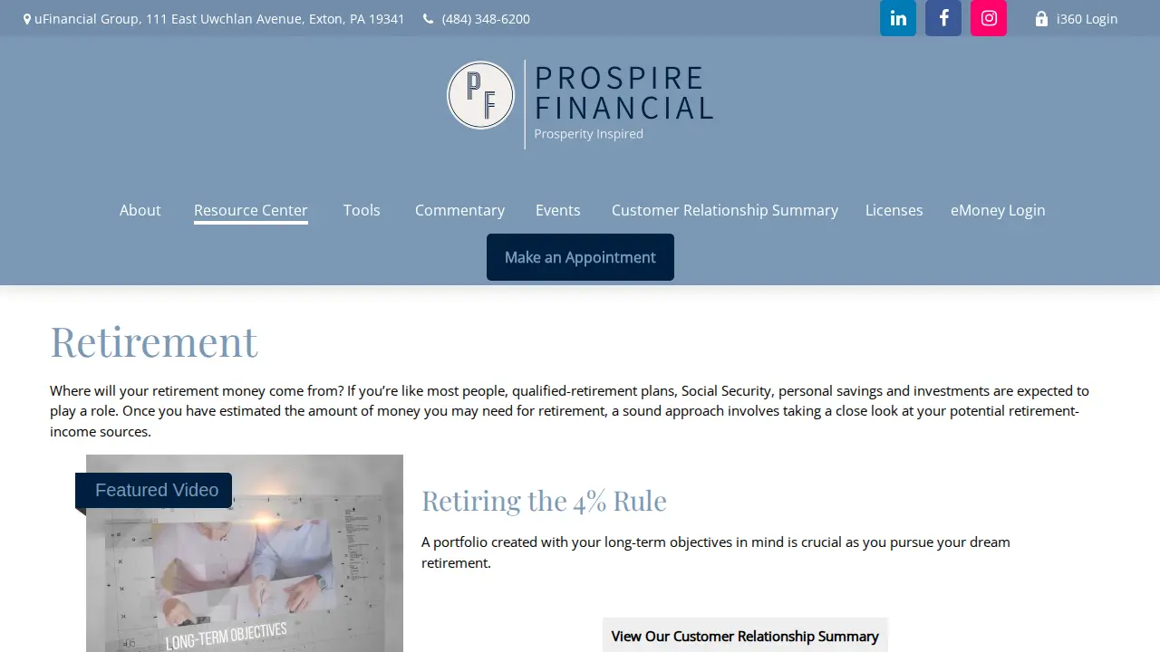 Prospire Financial, Dominic Marinucci, RICP , WMCP , Financial Advisor page