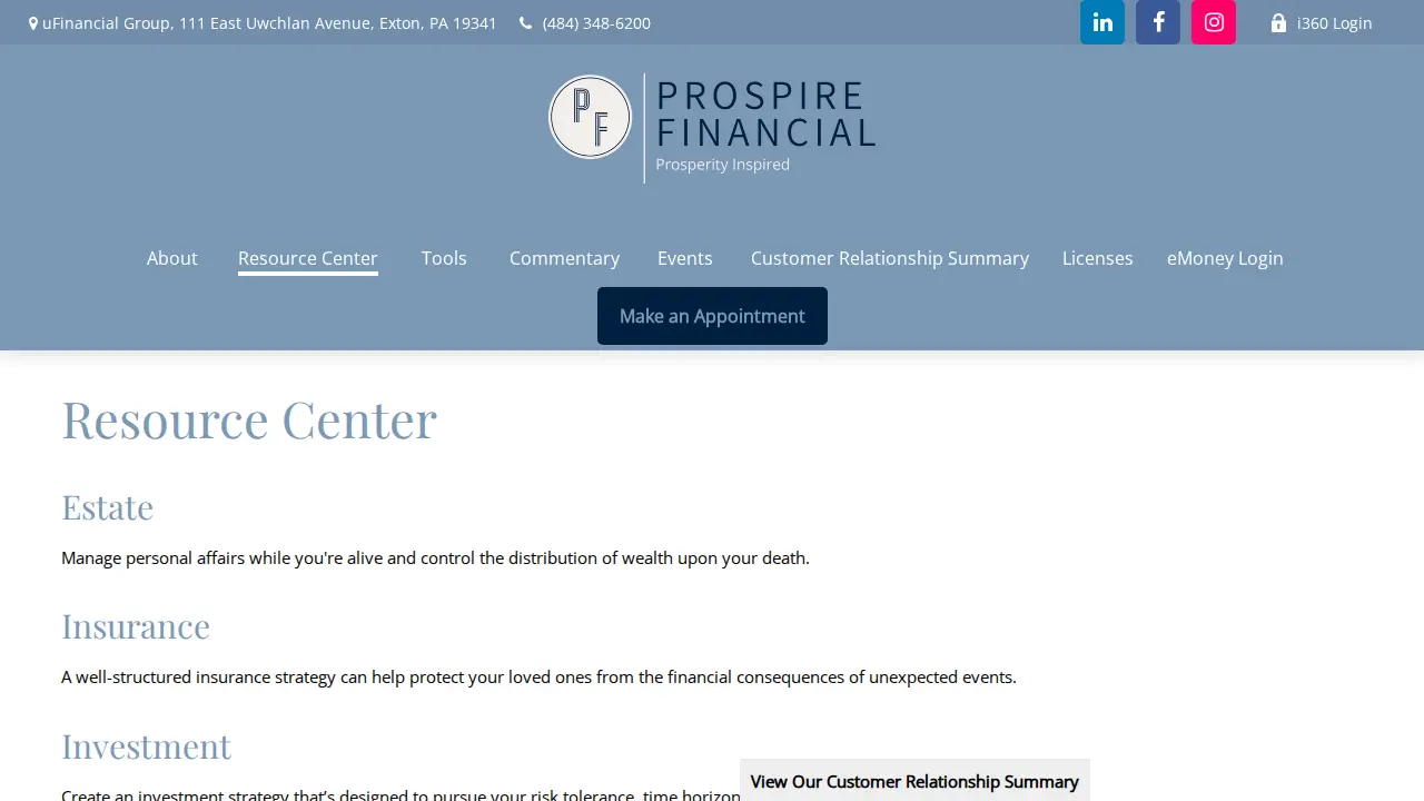 Prospire Financial, Dominic Marinucci, RICP , WMCP , Financial Advisor page