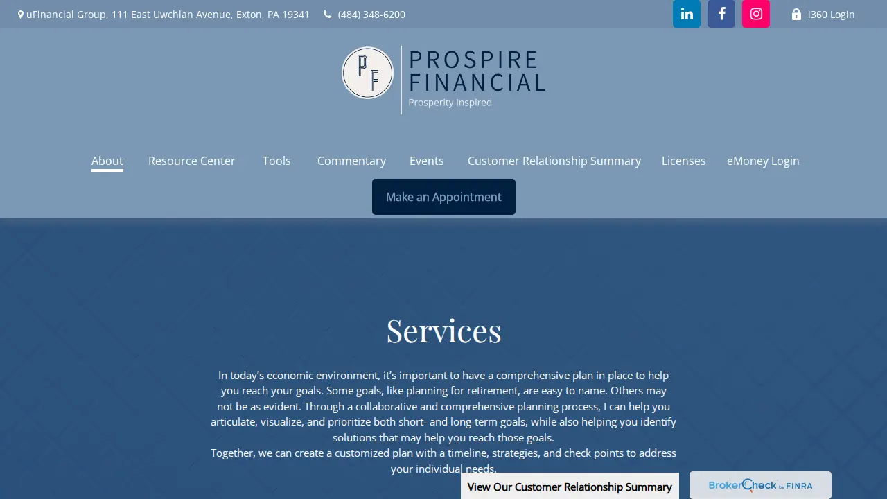 Prospire Financial, Dominic Marinucci, RICP , WMCP , Financial Advisor page