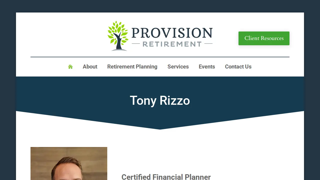 Provision Retirement: Tony Rizzo, CFP page