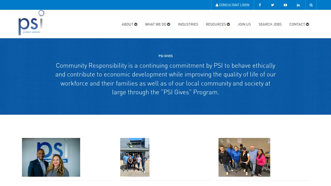 Proteam Solutions page