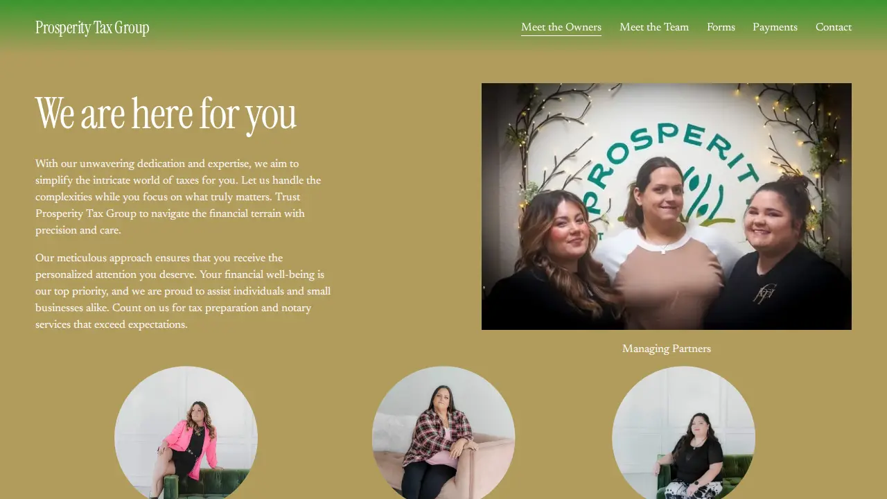Prosperity Tax Group page