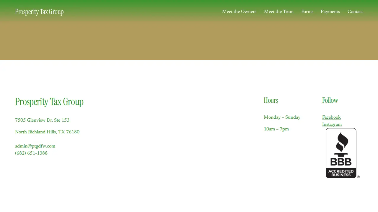 Prosperity Tax Group page