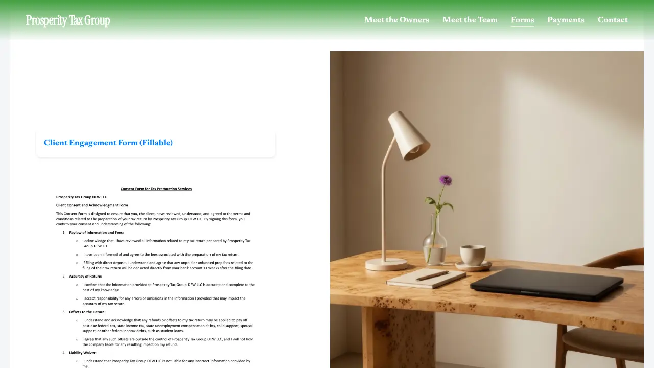 Prosperity Tax Group page