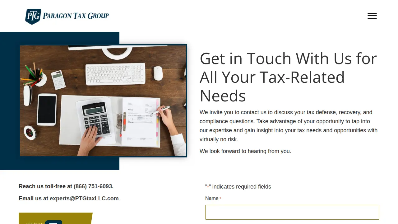 Paragon Tax Group page