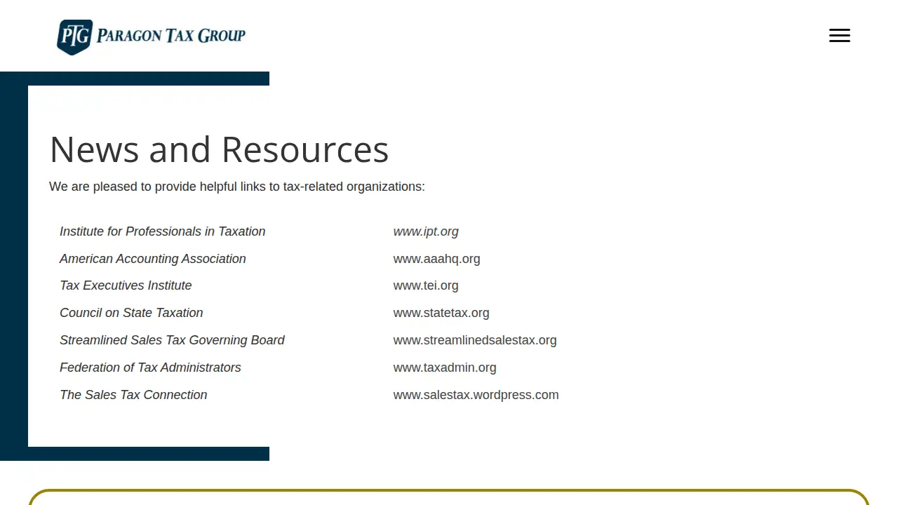 Paragon Tax Group page