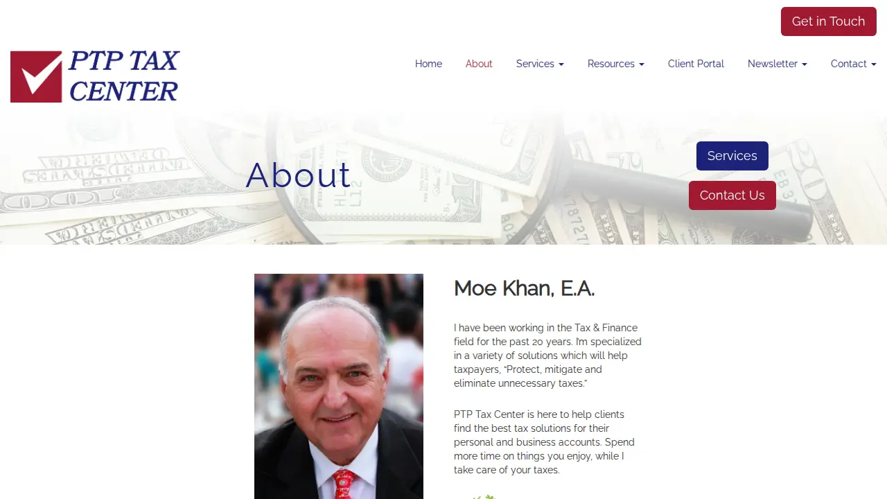 PTP Tax Center page