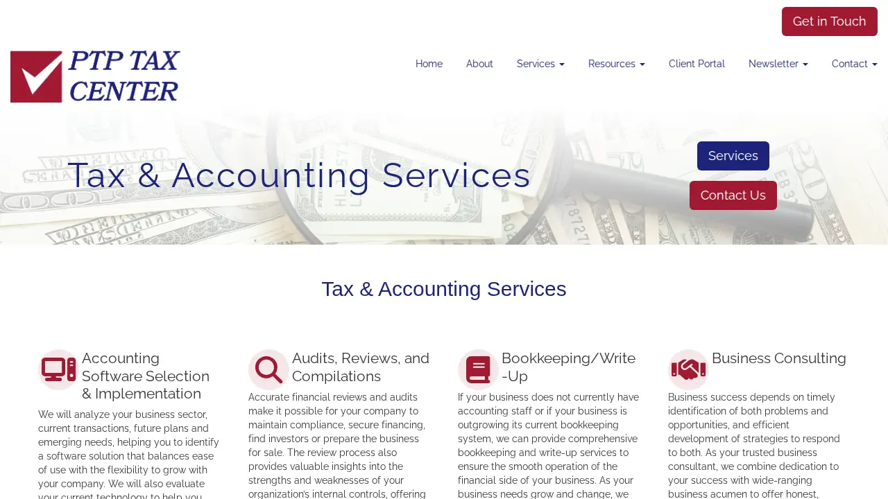 PTP Tax Center page
