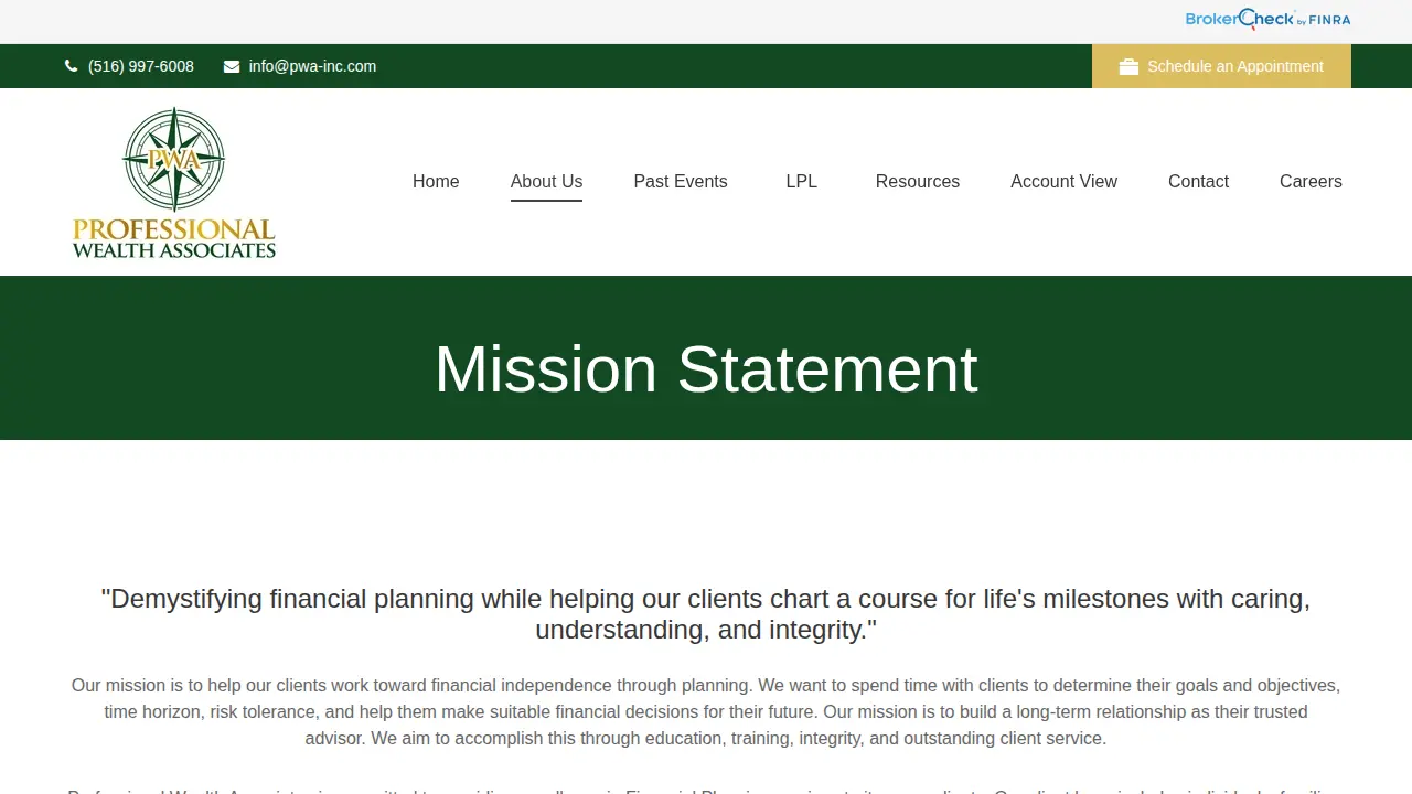 Professional Wealth Associates page