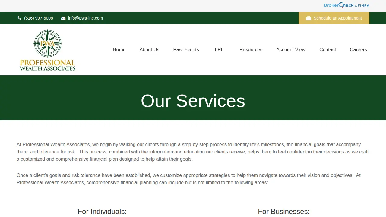 Professional Wealth Associates page