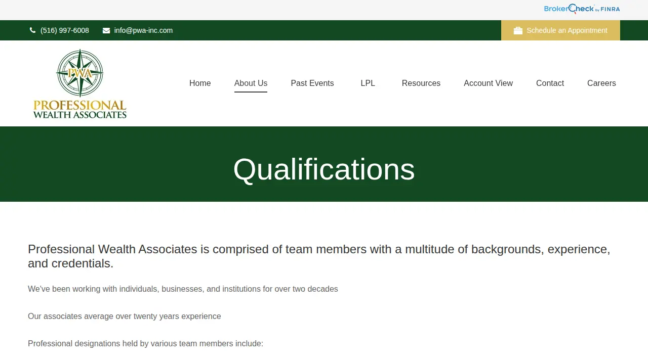 Professional Wealth Associates page