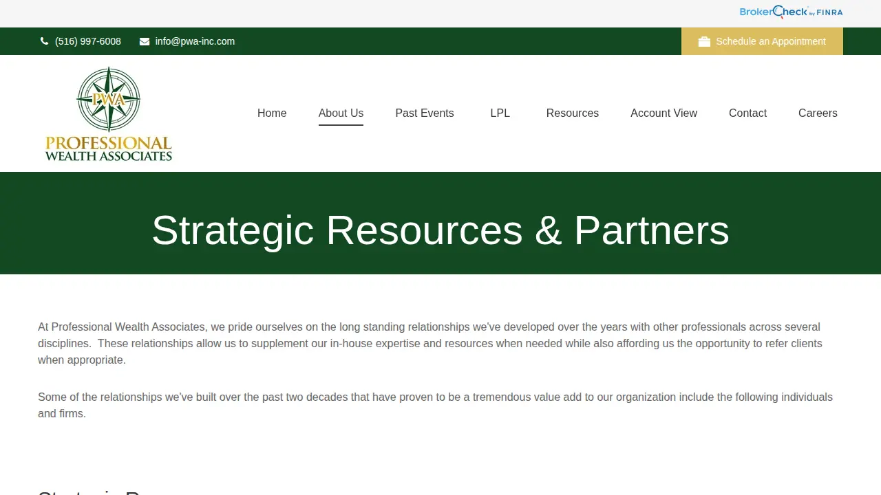 Professional Wealth Associates page