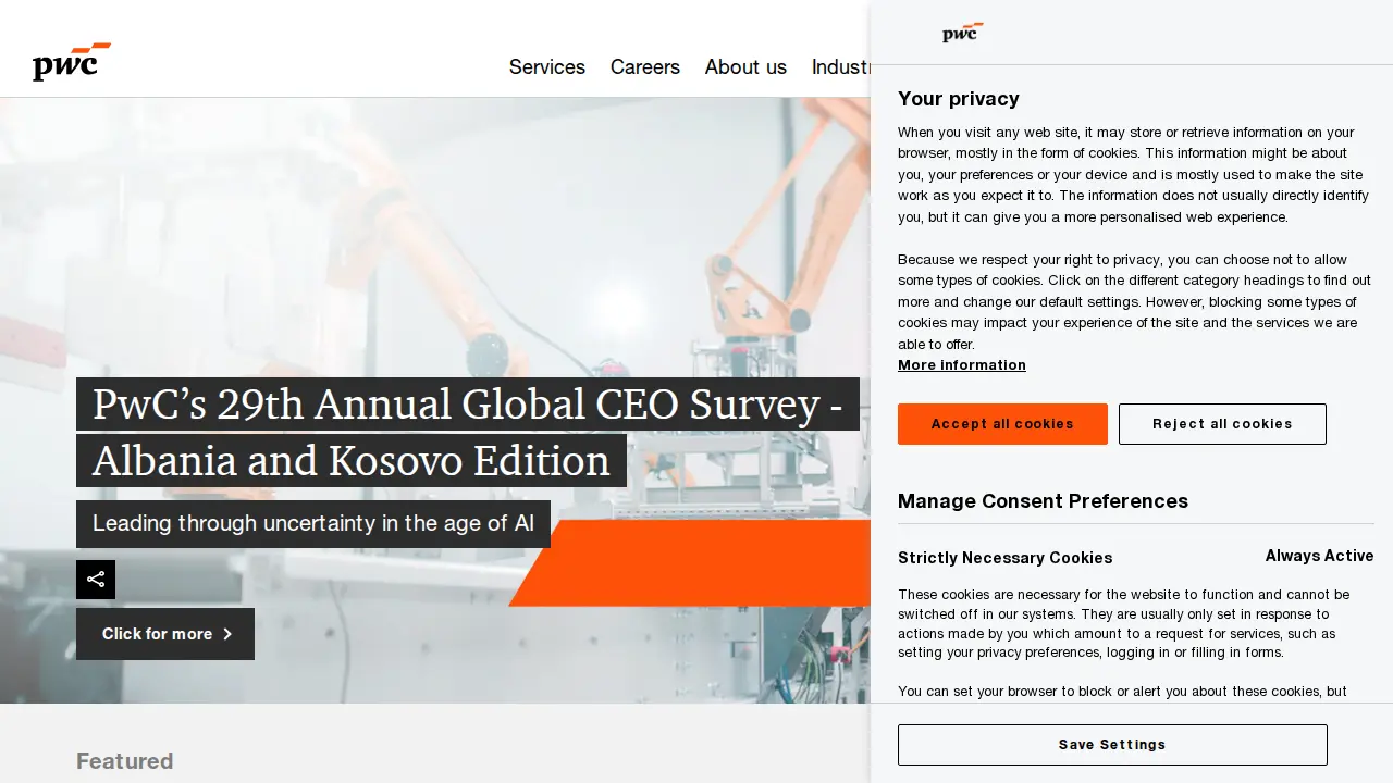 PricewaterhouseCoopers page