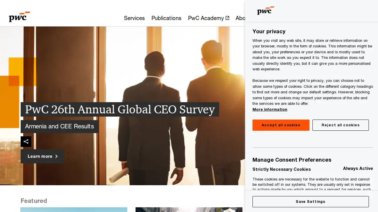 PricewaterhouseCoopers page