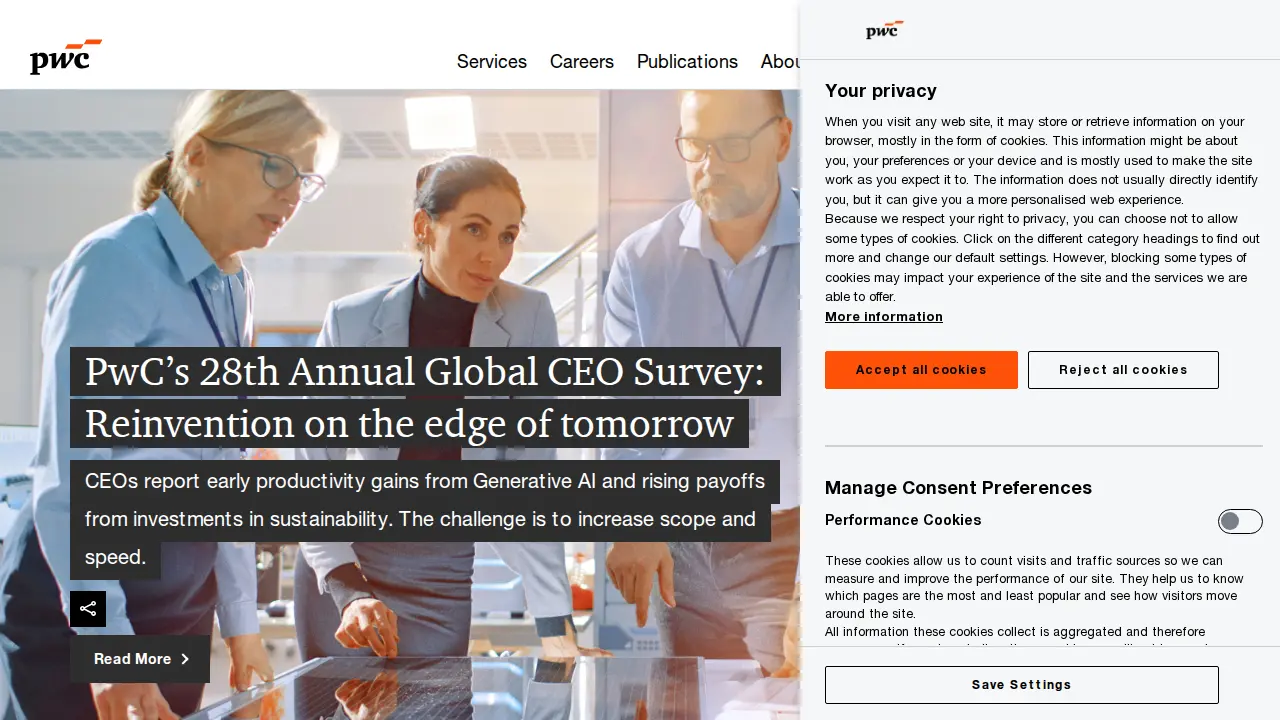 PricewaterhouseCoopers page