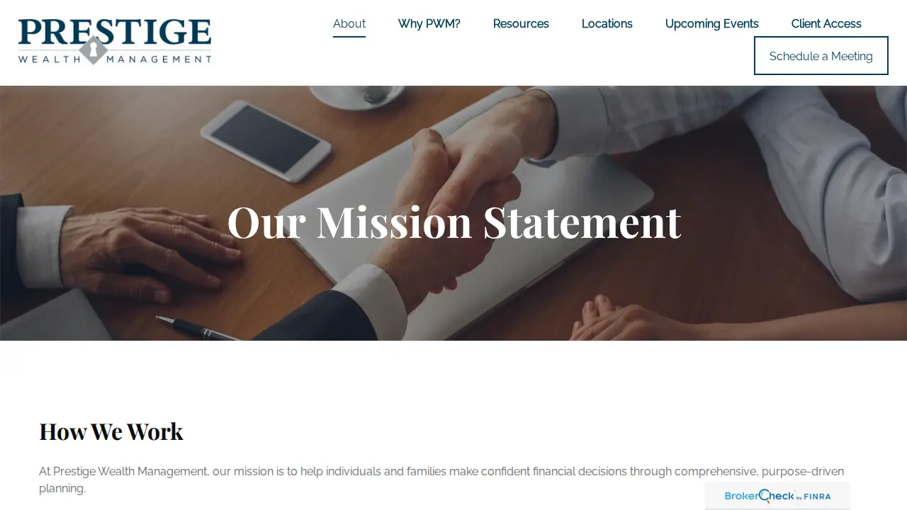 Prestige Wealth Management page