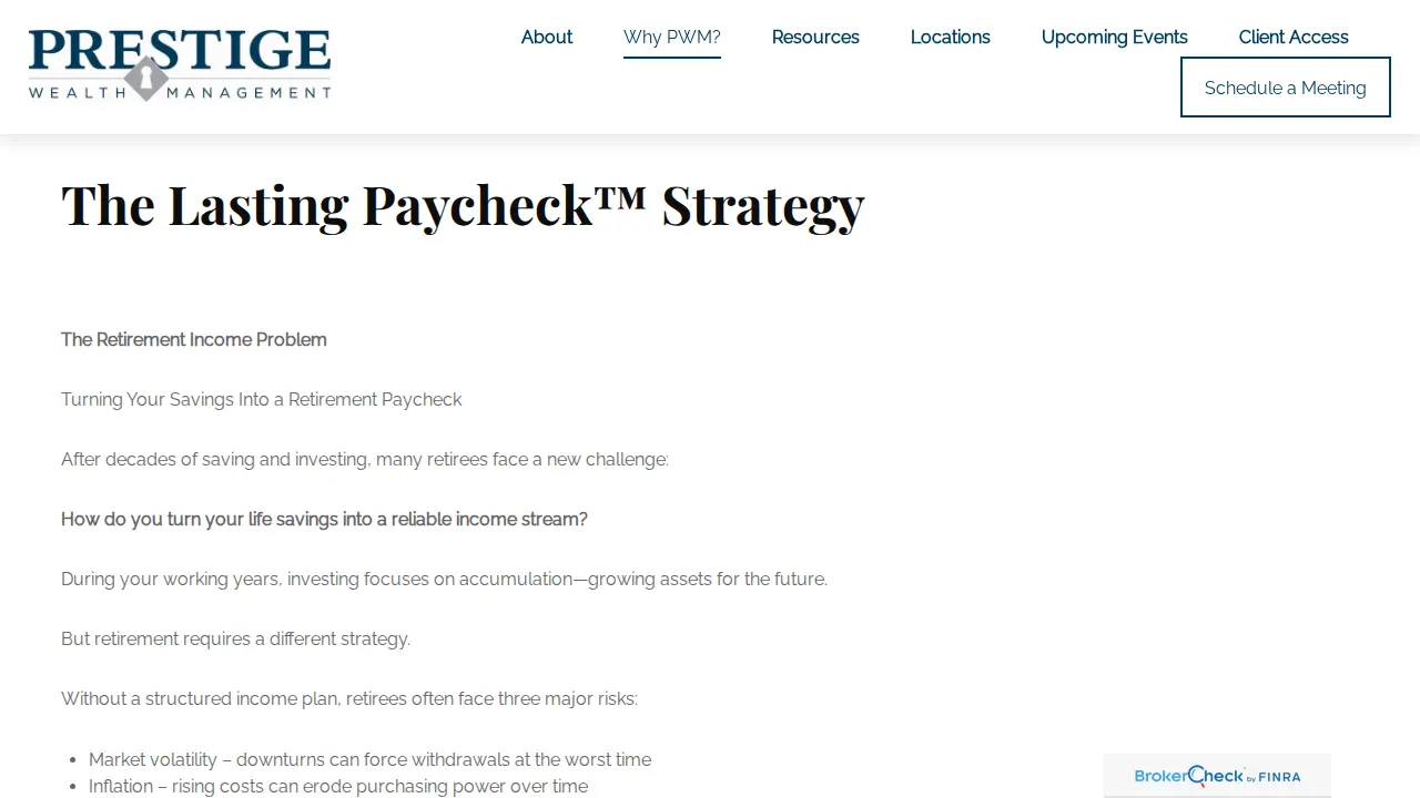 Prestige Wealth Management page