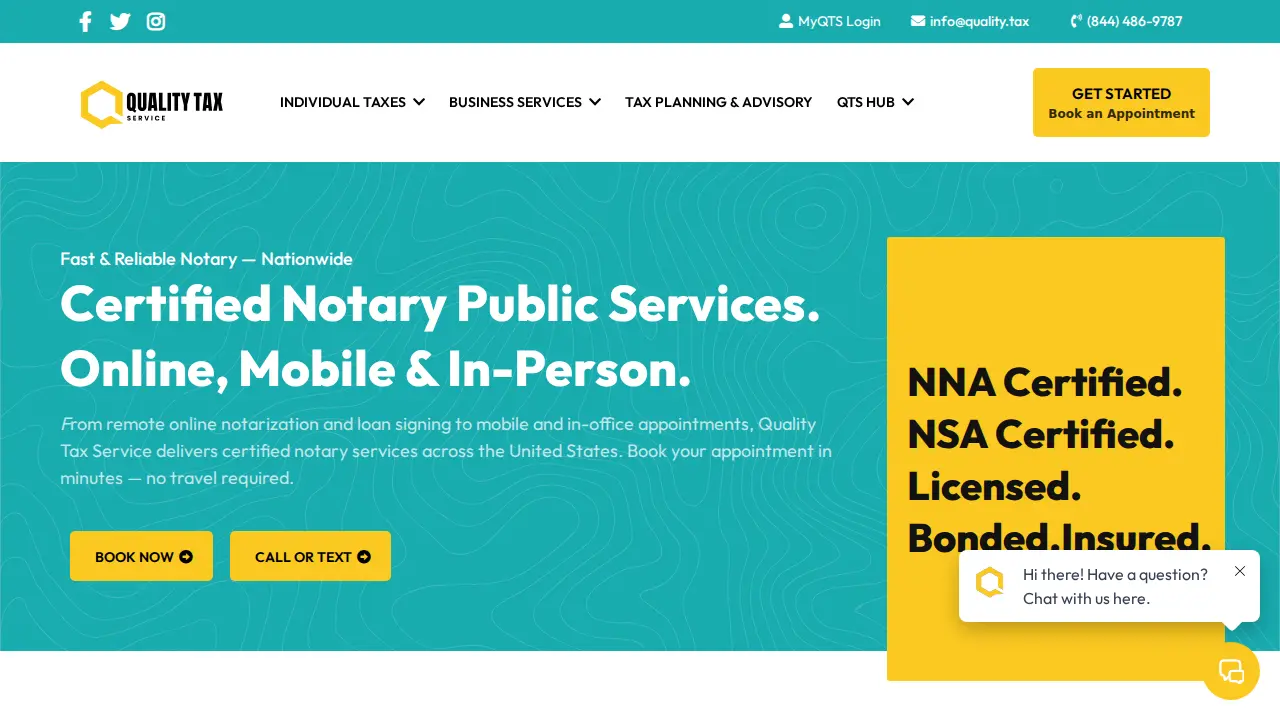 Quality Tax Service page