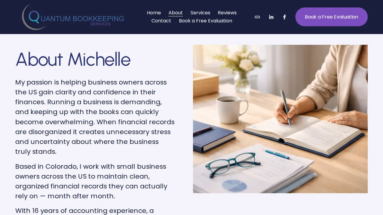 Quantum Bookkeeping Services page