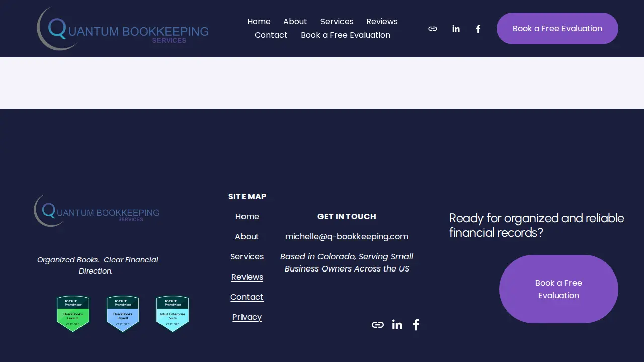 Quantum Bookkeeping Services page
