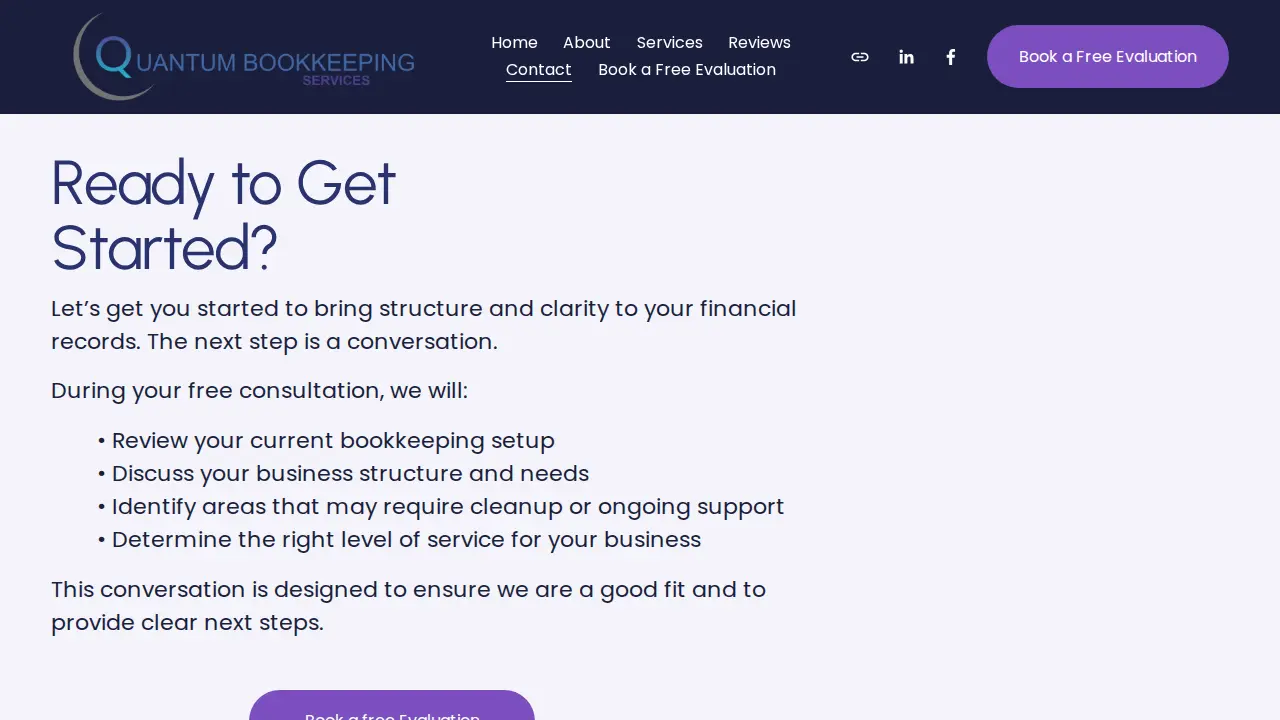 Quantum Bookkeeping Services page