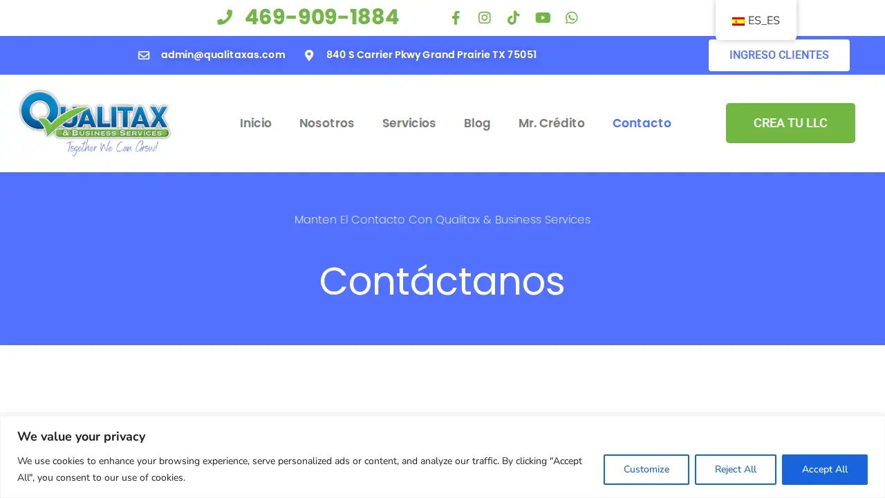 Qualitax & Business Services page