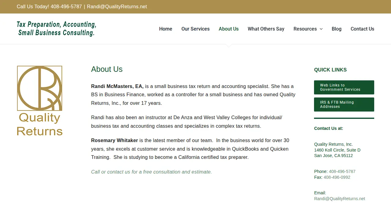 Quality Returns-Enrolled Agent page