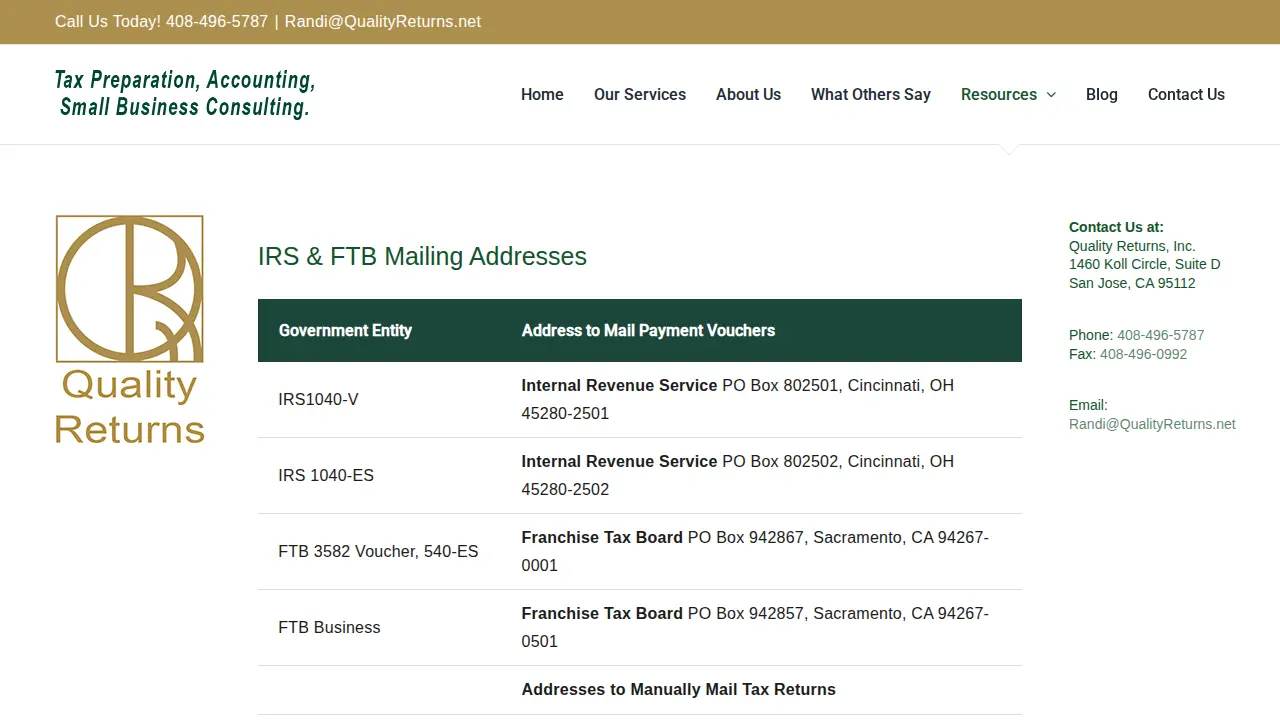 Quality Returns-Enrolled Agent page
