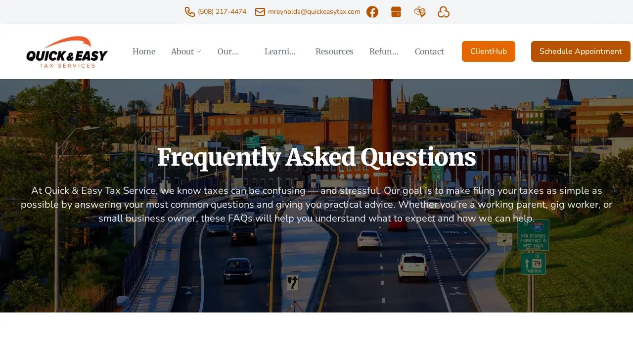 Quick & Easy Tax Service page