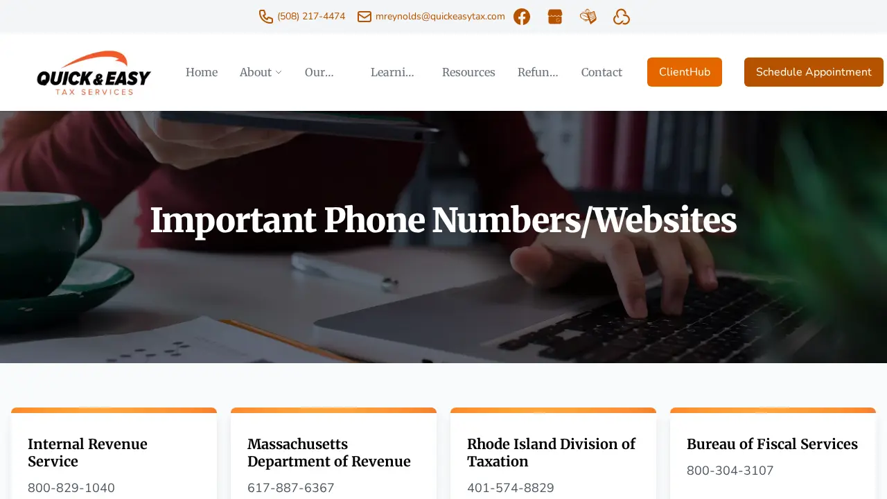 Quick & Easy Tax Service page