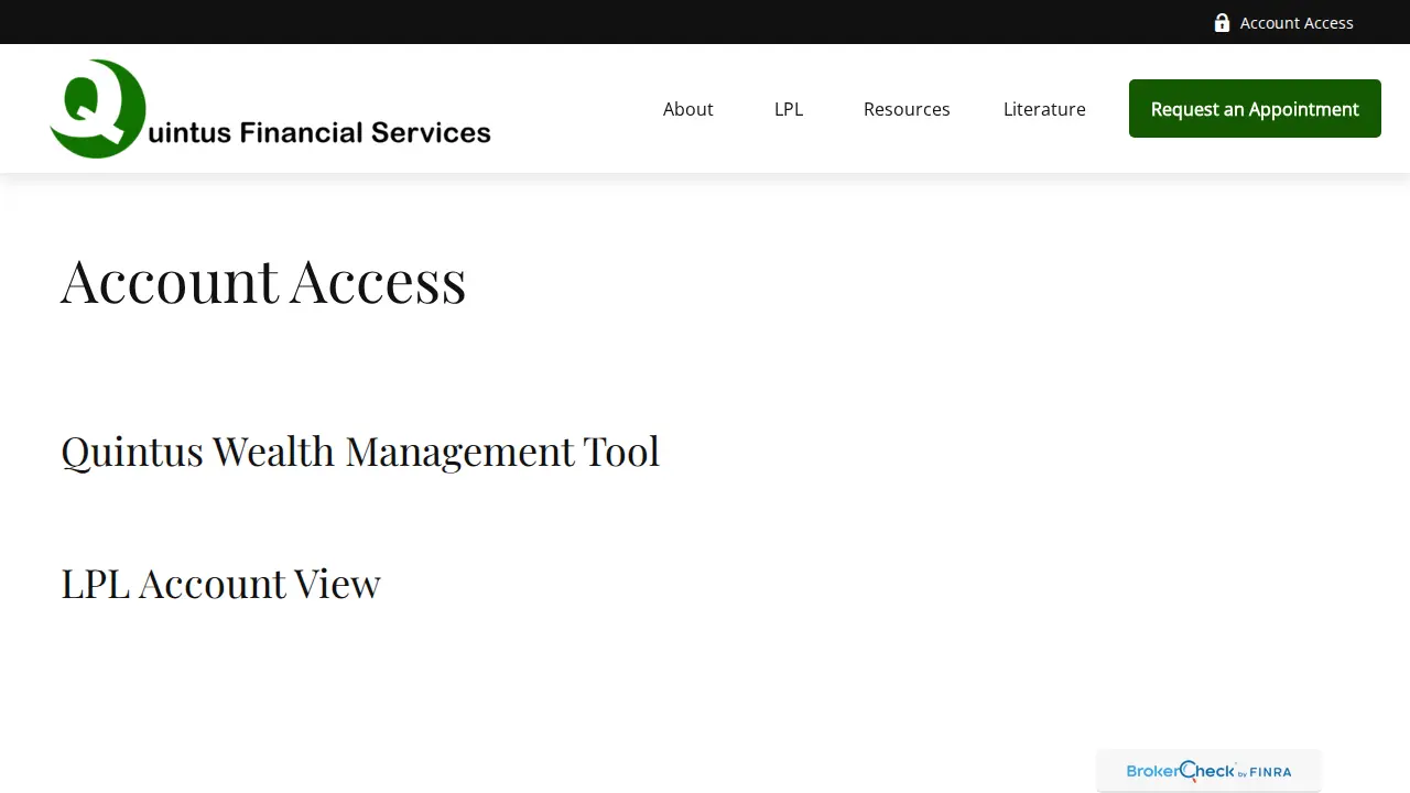 Quintus Financial Services page