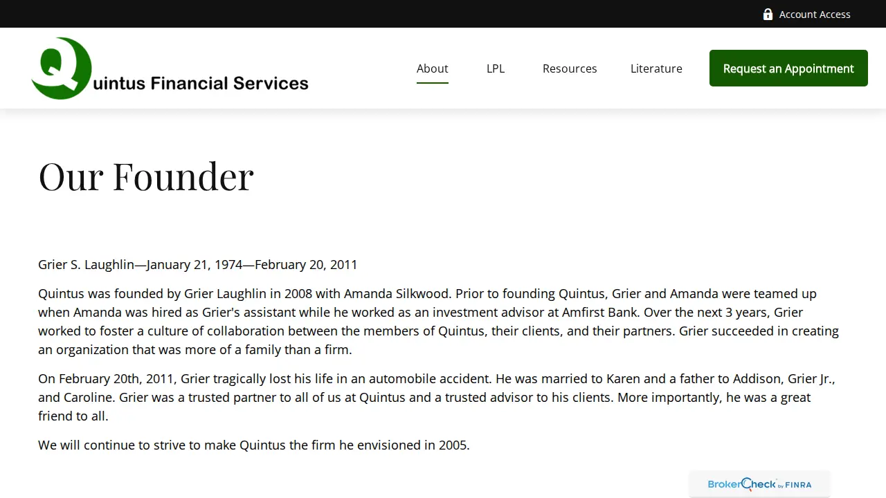Quintus Financial Services page