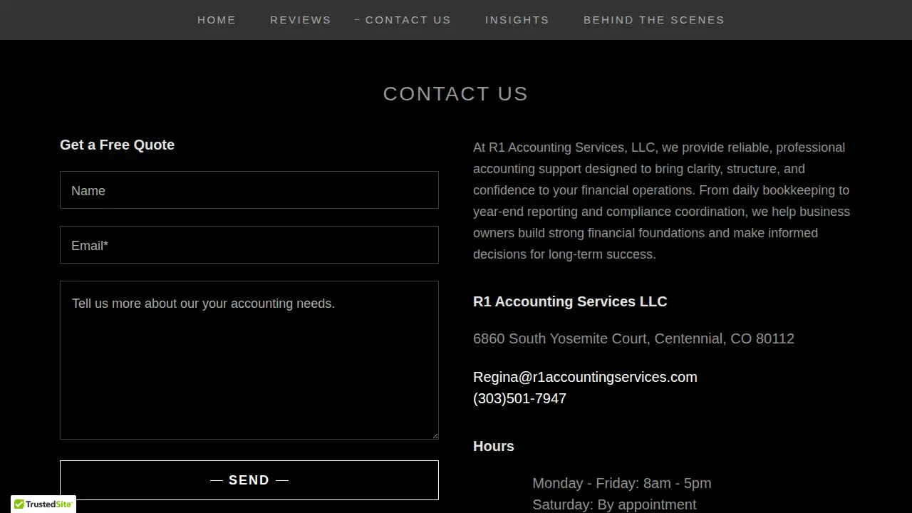 R1 Accounting Services page