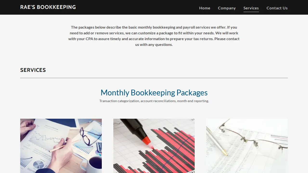 Rae's Bookkeeping page