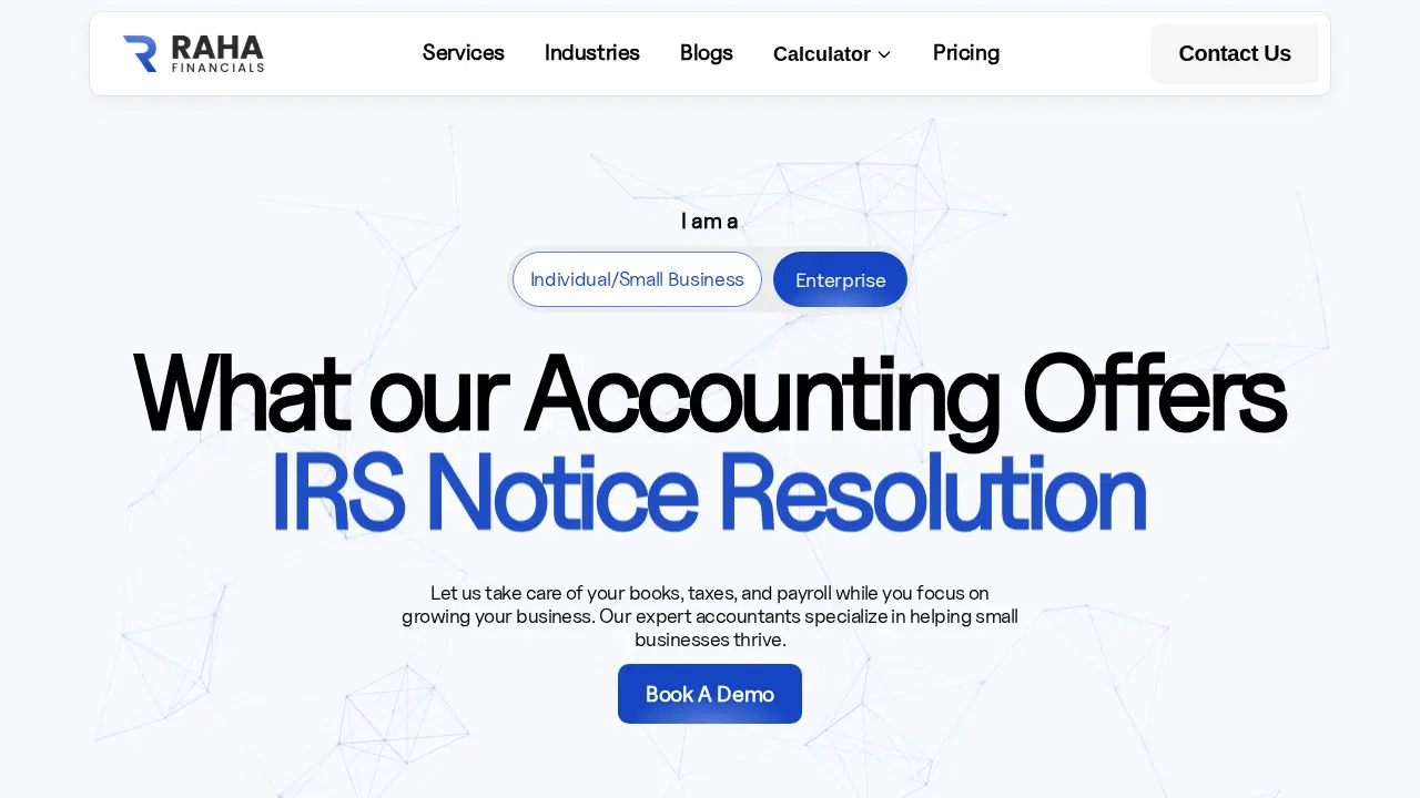 Raha Accounting & Financials website