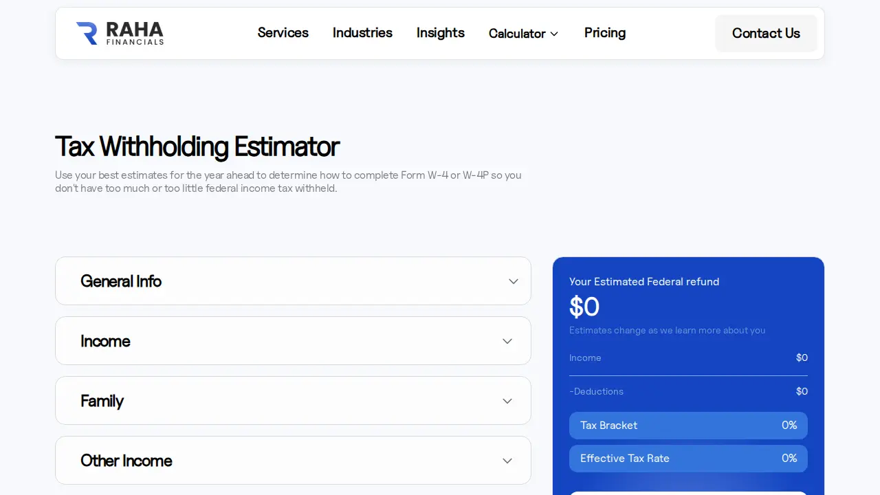 Raha Accounting & Financials page