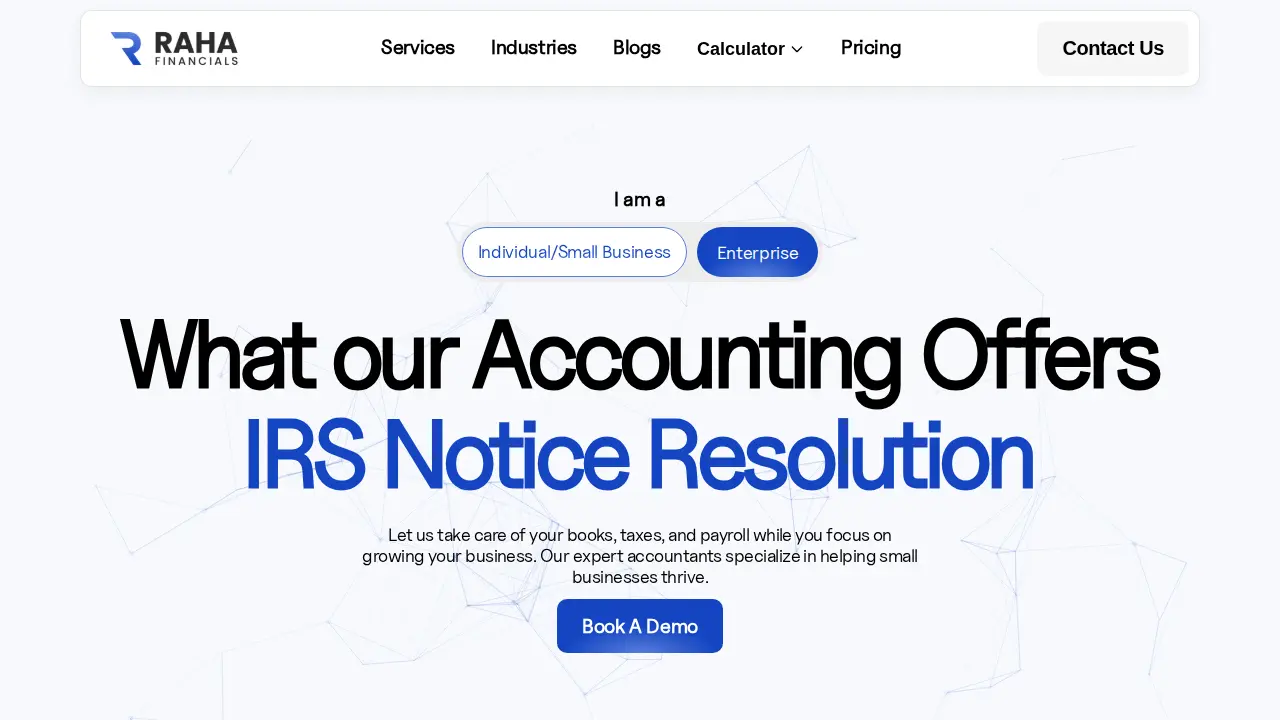 Raha Accounting & Financials page