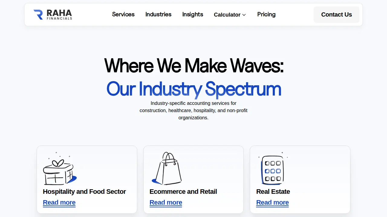 Raha Accounting & Financials page