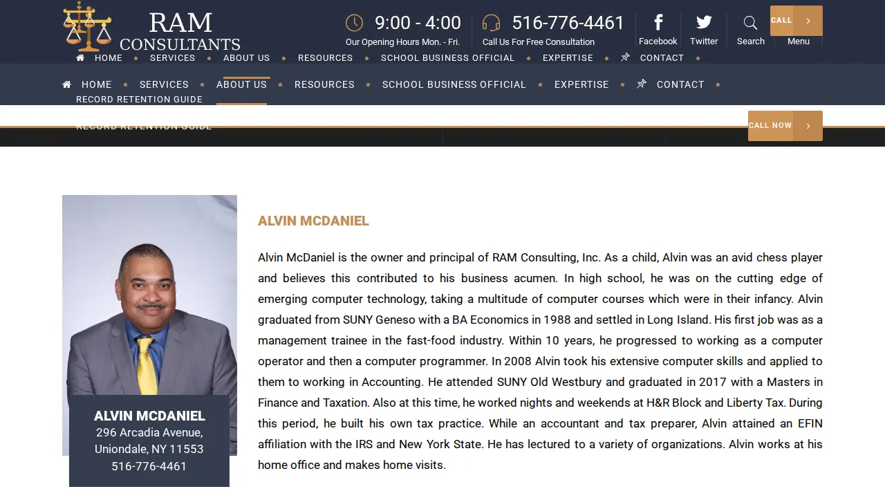 RAM Consultant page
