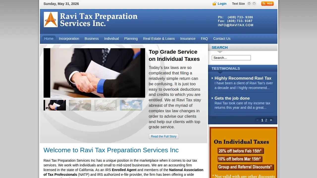 Ravi Tax Preparation Services Inc page