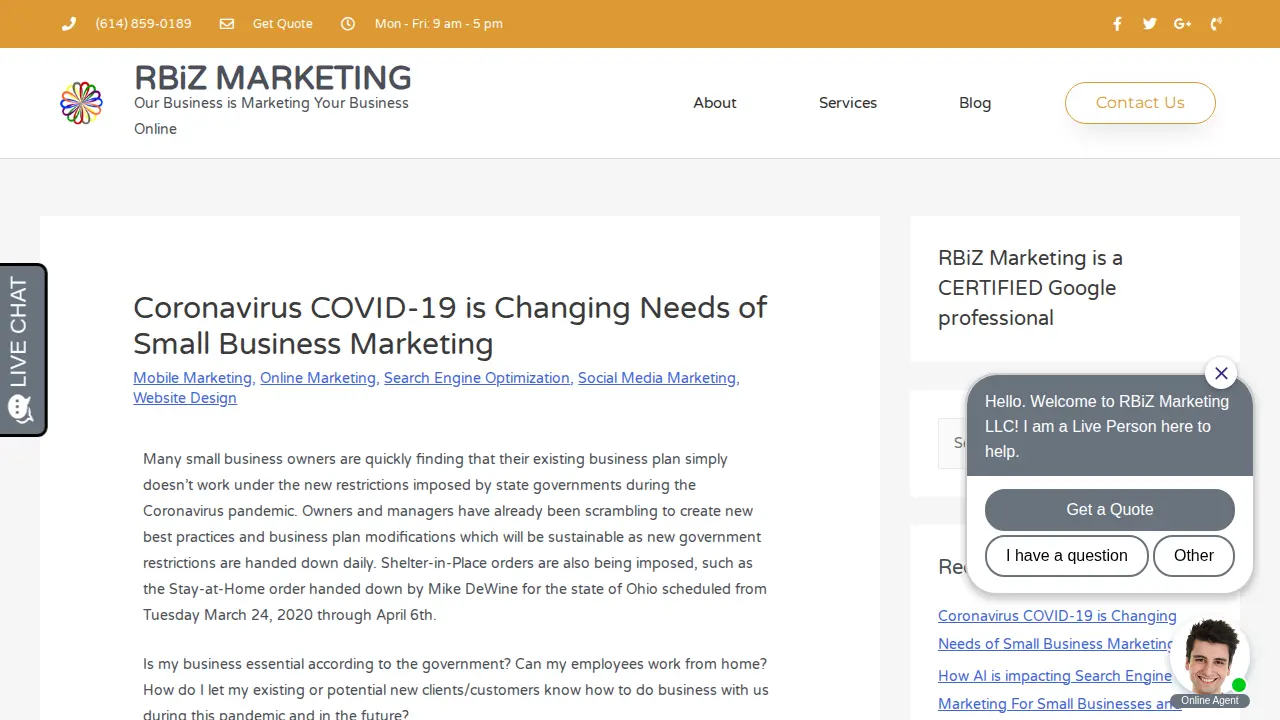RBiZ Marketing LLC page