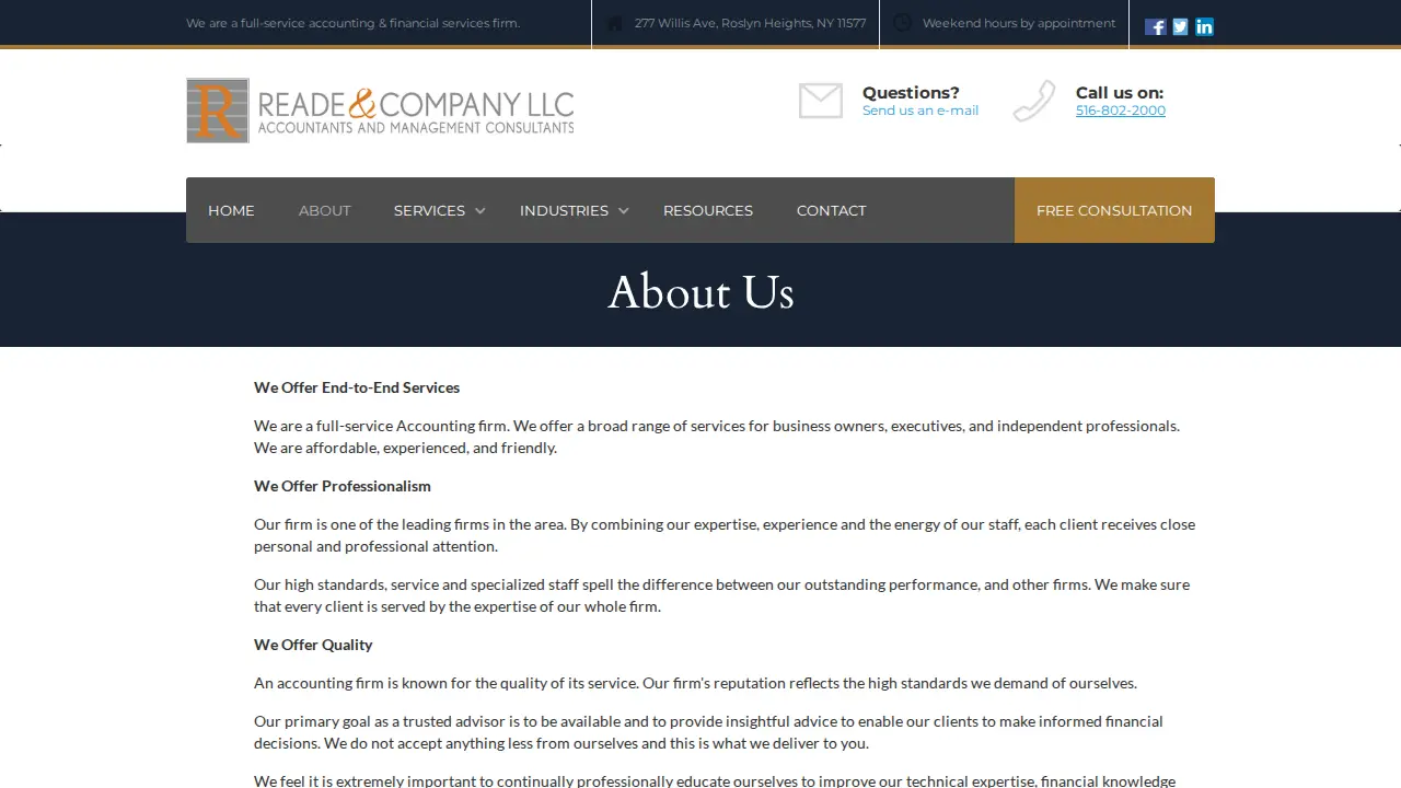 Reade & Co LLC page