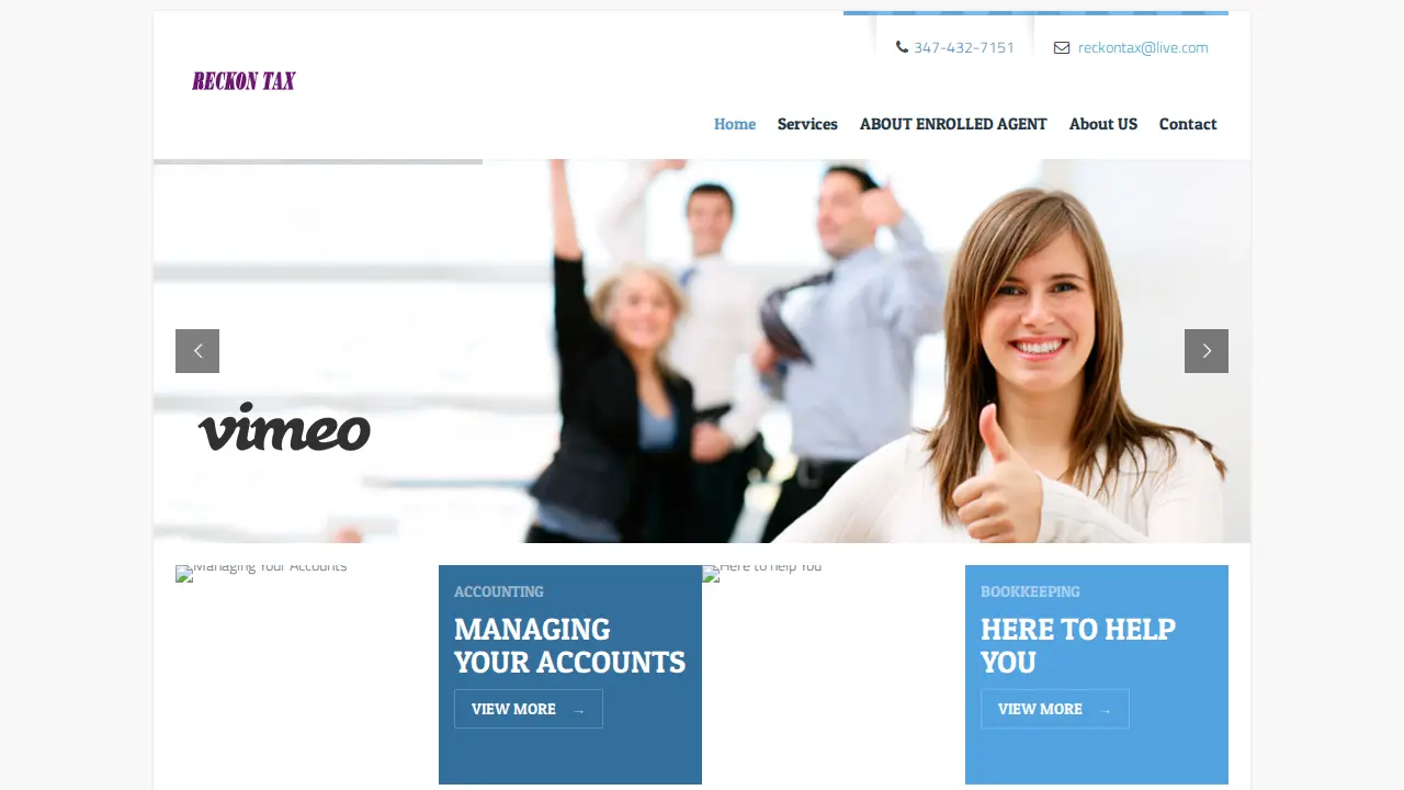 Reckon Tax & Accounting page